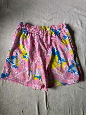 Bravest Studios Pink Cotton Candy GG Monogram Mesh Shorts